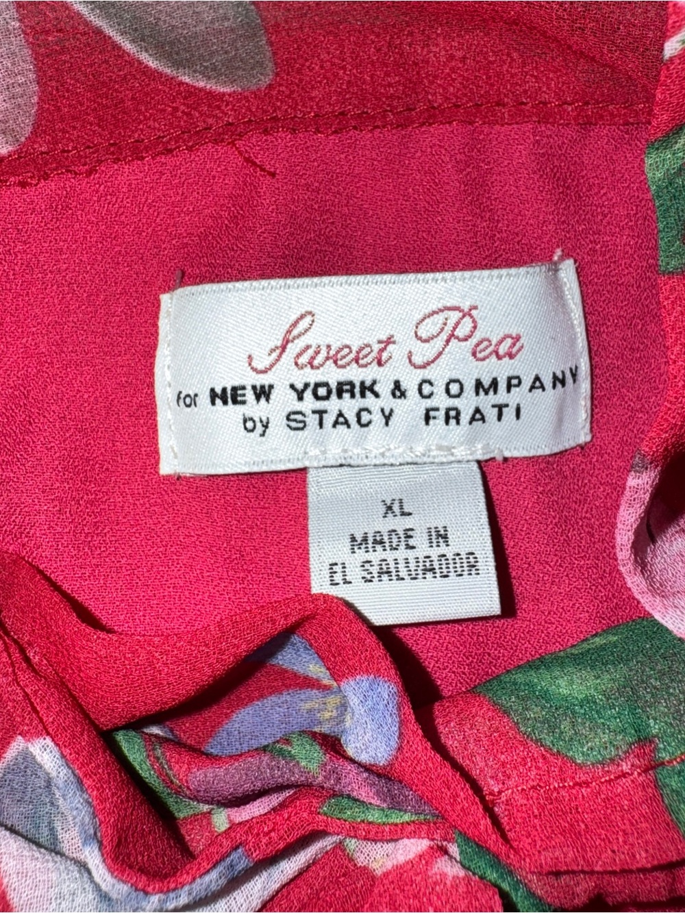Sweet Pea by Stacy Frati Floral Tie-Neck Bubble Tank Top, elastic bottom, Sz XL - Picture 6 of 8